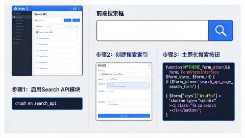 Drupal 11将搜索API搜索输入主题化为带放大镜图标的按钮的方法